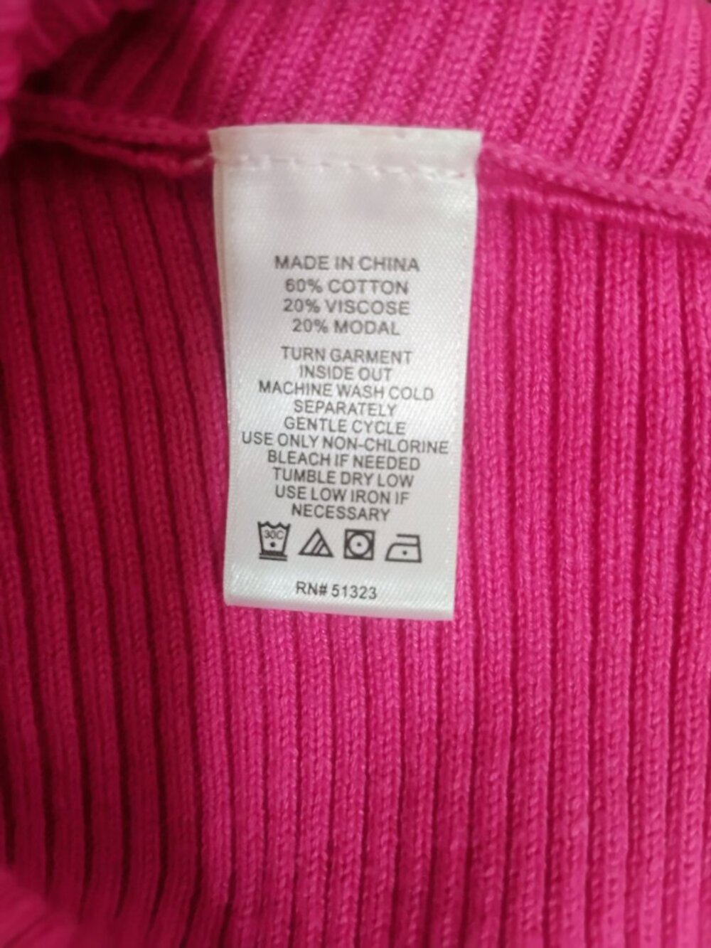 CeCe Pink Ribbed Dolman Sleeve Sweater M Cotton Modal Knit - Picture 3 of 4